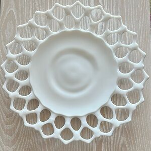 Vintage Westmoreland Milk Glass Plate with lace edge